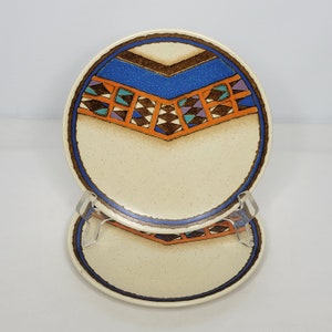 Pair of Vintage Mikasa Indian Feast Tepee Stoneware Salad Plates DE853 7.625&quot;