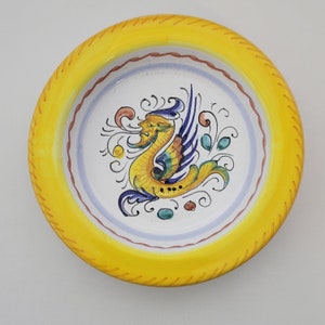 Vintage Deruta Italy Pottery Ceramic Raffaellesco Rimmed Shallow Dip Oil Bowl 6.5" W