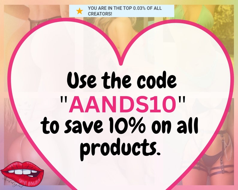 Puede incluir: Gr&aacute;fico en forma de coraz&oacute;n rosa con el texto "Usa el c&oacute;digo "AANDS10" para ahorrar 10% en todos los productos."
