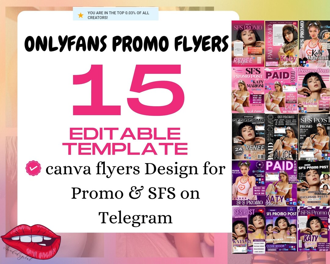 Onlyfans Promotional Flyers Templates Bundle Canva Editable 15 Vibrant Designs for Telegram