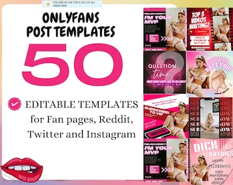 Editable post templates for OnlyFans using Canva. Social media templates bundled for fan pages on Twitter, Reddit, and Instagram.