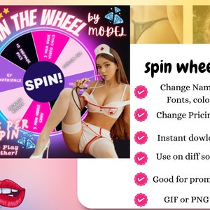 Wheel of Spins, OnlyFans Spin, Tip Game on OnlyFans, Tipping Game, Spin to Win Tips, Canva Template, Fansly, LoyalFans, Camming, Cam Model