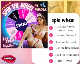 Wheel of Spins, OnlyFans Spin, Tip Game on OnlyFans, Tipping Game, Spin to Win Tips, Canva Template, Fansly, LoyalFans, Camming, Cam Model