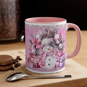 Pink Snowman Pink Accent Coffee Mug, 11oz