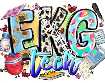 EKG Technician PNG | Healthcare | Digital Art for sublimation, T-shirts, Stickers and more