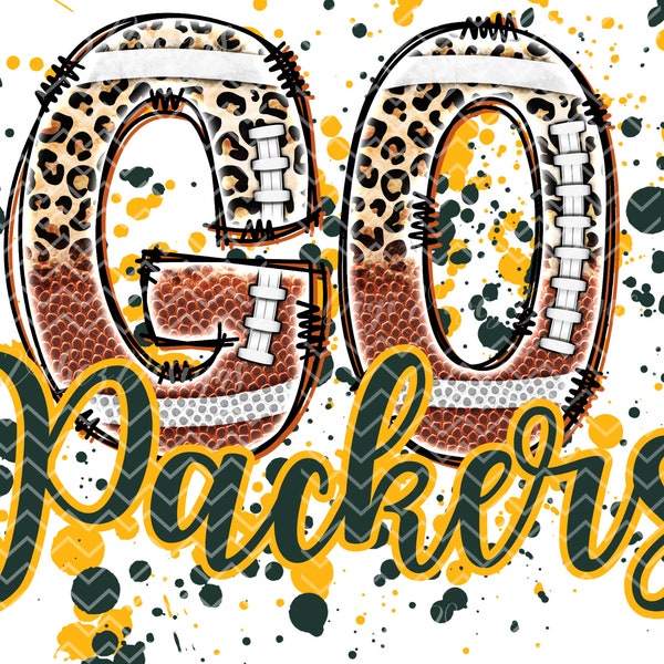 Leopard Football Splatter Go Packers PNG Instant Digital Download