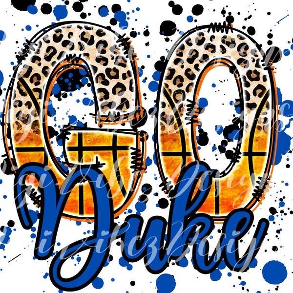 Go Duke Leopard Basketball Splatter PNG Digital Download