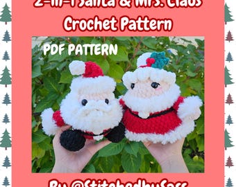 2-in-1 Santa and Mrs. Claus Crochet Pattern