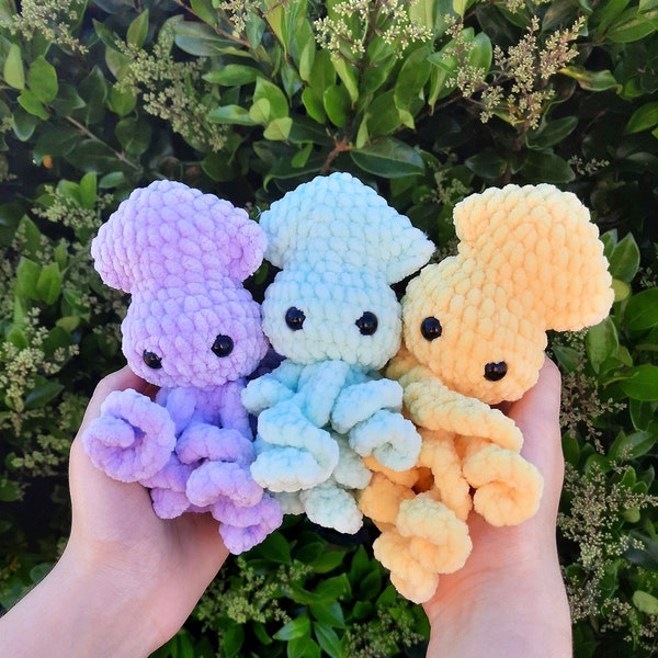 Crochet Baby Squid Plush Amigurumi Stuffed Animal | Customizable | Made to Order