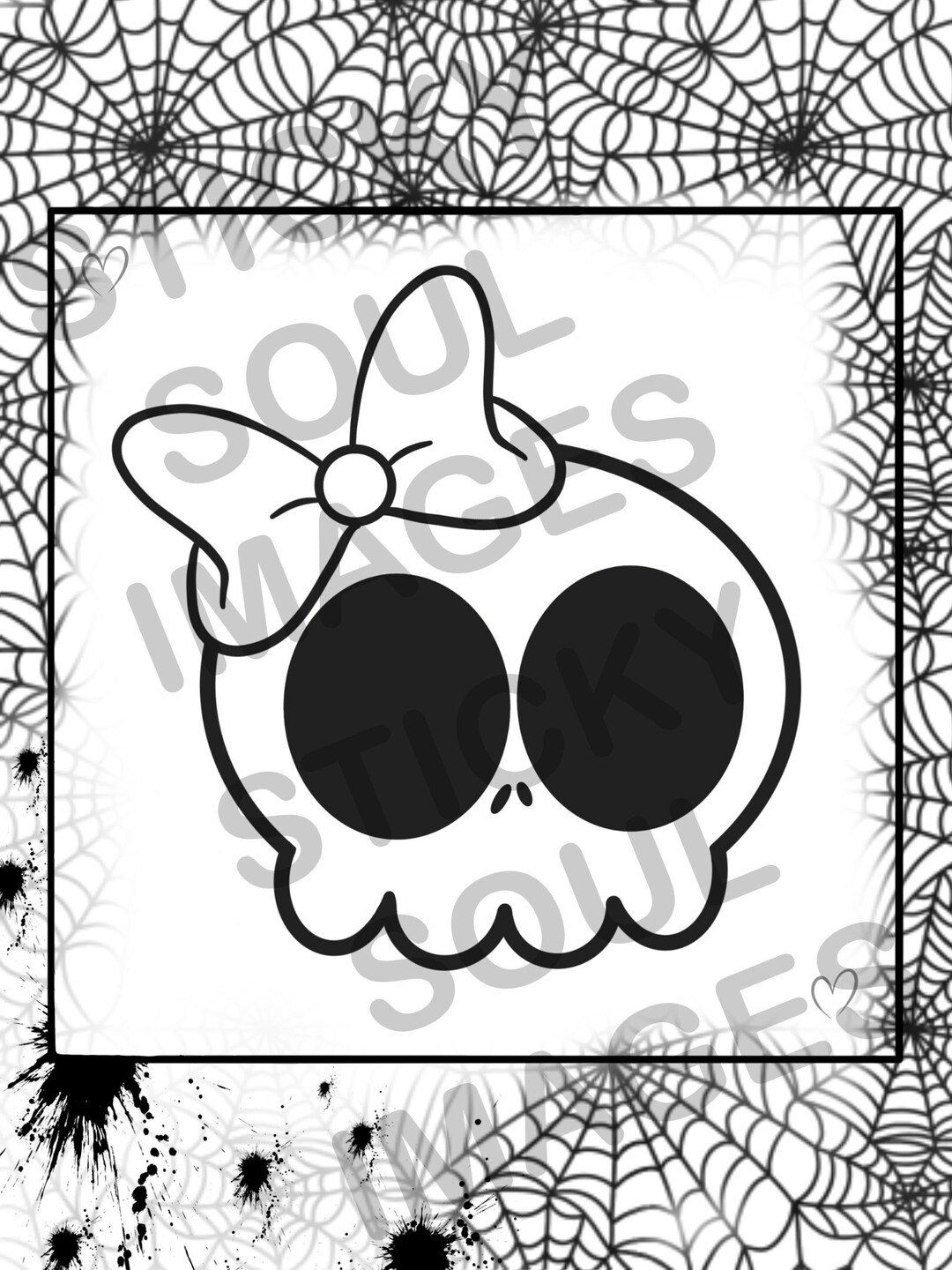 Skull With Bow. Halloween Printable Page. - Etsy