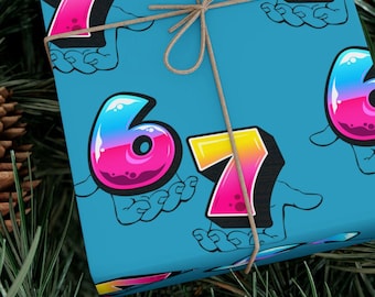 Vibrant '6 7' Slang Kids Wrapping Paper - Eye Catching Design