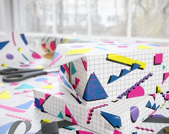 80s 90s Retro Gift Wrap Paper: Millennial Gen X Theme