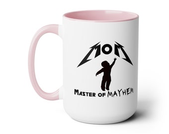 Mom Master of Mayhem Two-Tone Coffee Mugs, 15oz