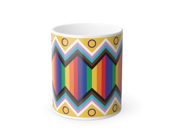 Pride Progressive Flag Color Morphing Mug, 11oz