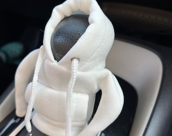 Gear Shift Cover, Gear Shift Accessory, WHITE Hooded sweater for Gear Shift, Auto Interior Accessory, Auto accessory gift for Auto Lovers