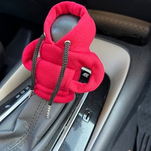Gear Shift Cover, Gear Shift Accessory, RED Hooded sweater for Gear Shift, Auto Interior Accessory, Auto accessory gift for Auto Lovers