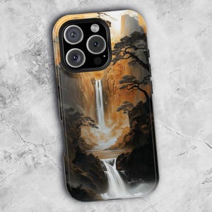 Enchanted Waterfall iPhone 16 15 14 13 Mini Pro Max Plus MagSafe Tough Case, Artistic Nature Phone Accessory Gift