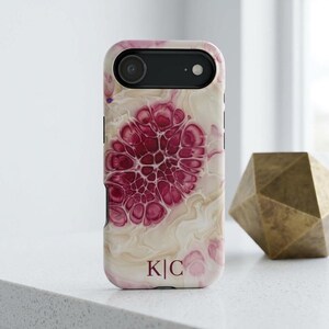 Custom Pomegranate Inspired Fluid Art MagSafe iPhone Case - Dual Layer Protection Tough Personalized Phone Cover