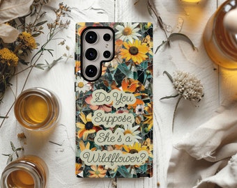 Wildflower Quote Protective Phone Case, Iphone Case, Sumsung Galaxy Case, Pixel Case, Floral Collage Cover, Cute Hippie Girl Aesthetic