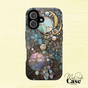 Mosaic iPhone Case: Tough MagSafe Cover, Abstract Cosmic Design