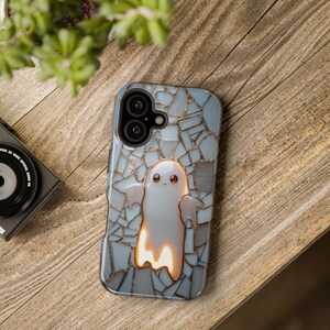 Cute Ghost Phone Case, Faux Stained Glass Halloween Design, MagSafe iPhone Case, Samsung Galaxy S26 Cover image 13