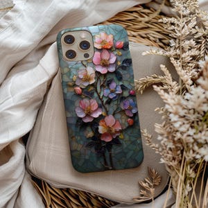 Pastel Floral MagSafe iPhone Case: Stained Glass Flower Design