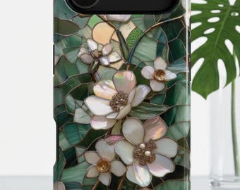 Funda MagSafe para iPhone con diseño de flor de cerezo blanca - Funda magnética para teléfono Galaxy S26