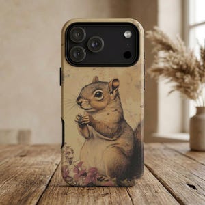 Vintage Squirrel Phone Case - Galaxy S25 S24 S23 - Pixel 9 8 7 - iPhone 17 16 15 - Dual Layer Protection