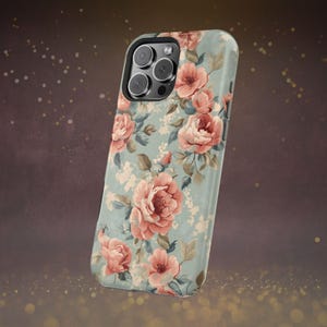 Cottagecore Floral iPhone 16 Plus Case, MagSafe 15 14 13 Mini Pro Max, Girly Pink Classic Accessory Gift For Her