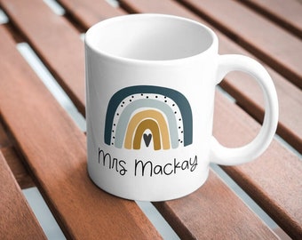11oz Personalised Ceramic Mug - Teacher Gift - Appreciation Mug - End of School Year Gift - Handmade Mug - Teachers present - Rainbow Mug