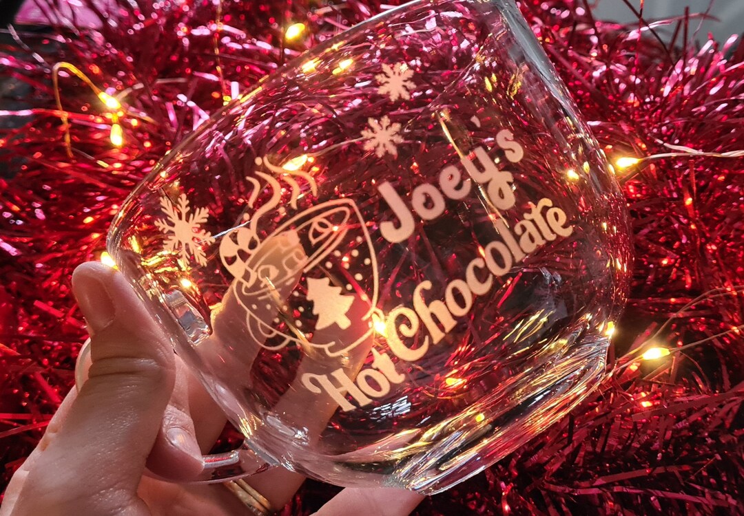 Personalised Hot Chocolate Glass Mug, Hot Chocolat Velvetiser Cup, Glass Hot Chocolate Mug