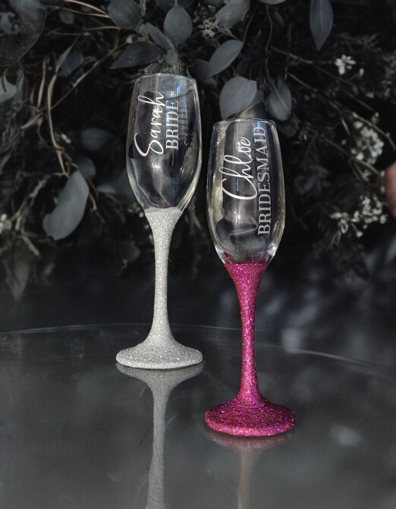 Blush Pink Bridesmaid Champagne Glasses, Hen Party Prosecco Glass Flute Bridal Party Glasses. Etsy