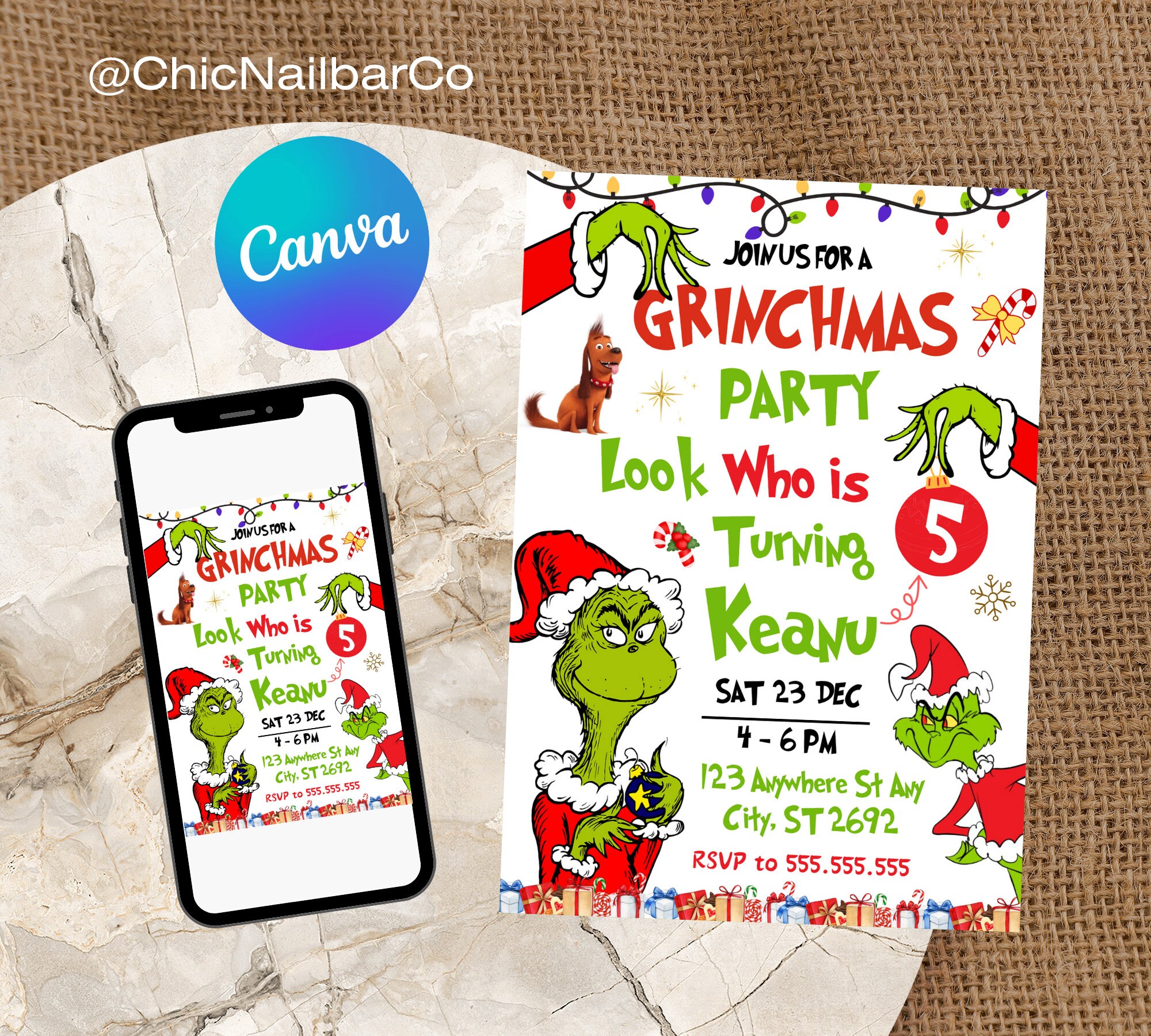Editable Grinch Birthday Invitation Merry Grinch Invitation - Etsy ...