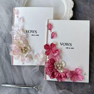 Tarjetas de votos, tarjeta personalizada para el día de la boda, tarjeta de votos para él, tarjeta de votos para ella, juego de tarjetas de votos, tarjeta de papel hecha a mano para el día de la boda con cinta y sobre