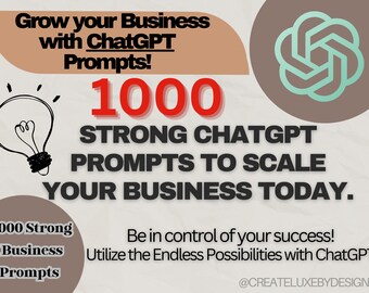 1000 ChatGPT Strong Prompts to scale your business today | Copy & Paste | Entrepreneur | Prompt Engineering | AI