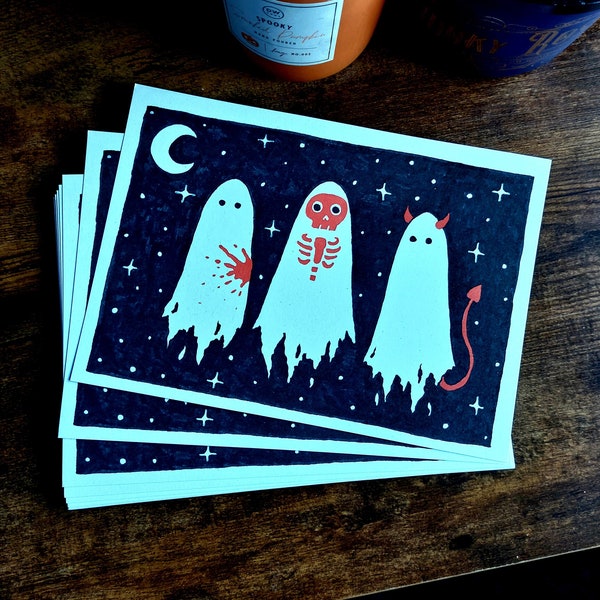 Costume Party (Print) A5, Halloween Ghost Art Print