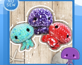 Jeremy the Jellyfish Amigurumi Plushie PDF Crochet Pattern, kawaii, no sew, beginner friendly, stress ball