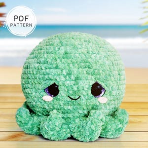 Ollie bläckfisken Jumbo virkmönster: Syfri amigurumi PDF-instruktioner