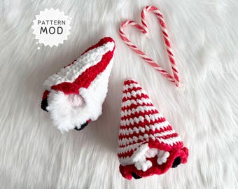 Peppermint Candy Cane Gnome Crochet Pattern Modification: PDF Instructions (Gnome/Gnomess NOT INCLUDED)