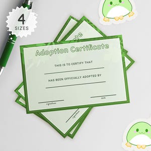 Adoption Certificates - Jungle Themed (4 sizes)