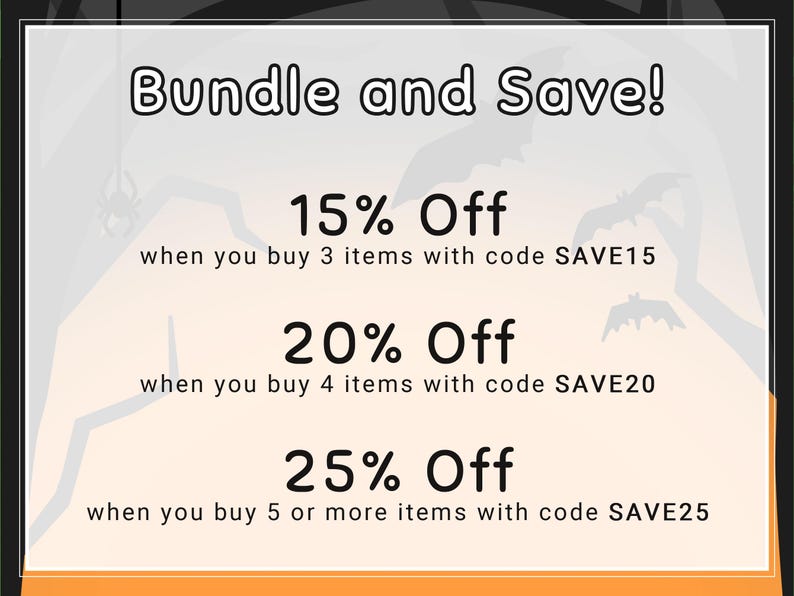 Bundle and save! 15% off with you buy 3 items with code SAVE15. 20% off when you buy 4 items with code SAVE20. 25% off with you buy 5 or more items with code SAVE25.