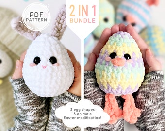 BUNDLE Animal Eggs + Easter Eggs Crochet Pattern - PDF, Egberta the Eggie + Easter Eggie Modification