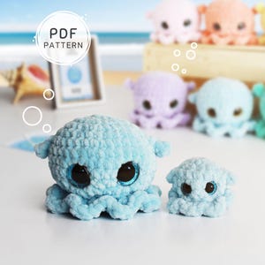 Patrón de ganchillo del pulpo Dumbo Demi: Instrucciones en PDF para amigurumi sin costuras