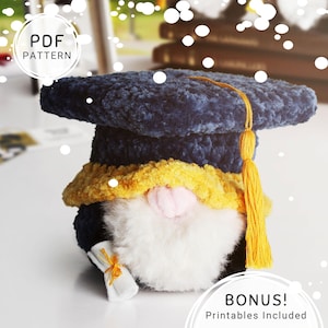 Afstuderen kabouter haakpatroon pdf, aanpasbare amigurumi digitale downloadinstructies