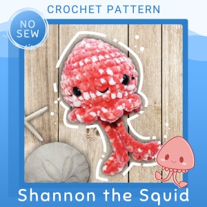 Squid Crochet Pattern - PDF, *no sew and beginner friendly amigurumi* AKA Shannon the Squid