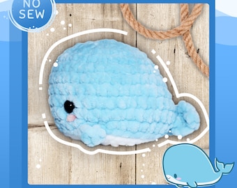 No Sew Willy the Whale Amigurumi Plushie PDF Crochet Pattern, kawaii and beginner friendly