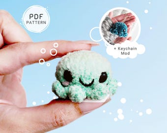 Baby Octopus Crochet Pattern: No-Sew Mini Amigurumi Keychain, Bag Charm, PDF Instructions