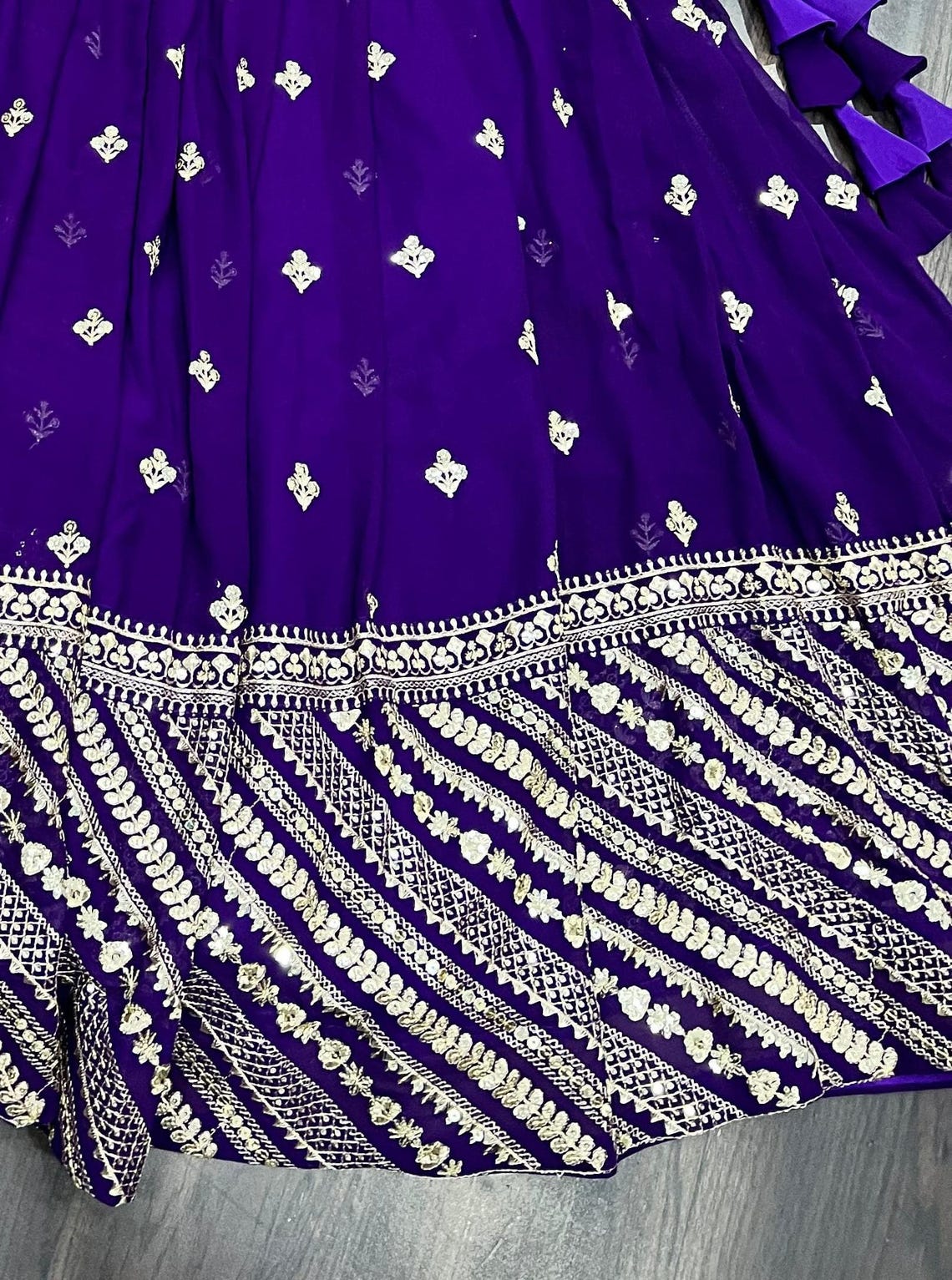 Purple Lehenga with Sequin Work Full Sleeve Choli and Matching Dupatta