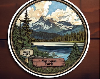Lake Clark National Park Sticker Souvenir Durable Vinyl Decal for water bottles laptops cars perfect gift for nature lovers and hikers