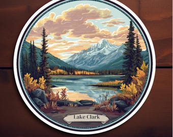 Lake Clark National Park Sticker Souvenir Durable Vinyl Decal for water bottles laptops cars perfect gift for nature lovers and hikers
